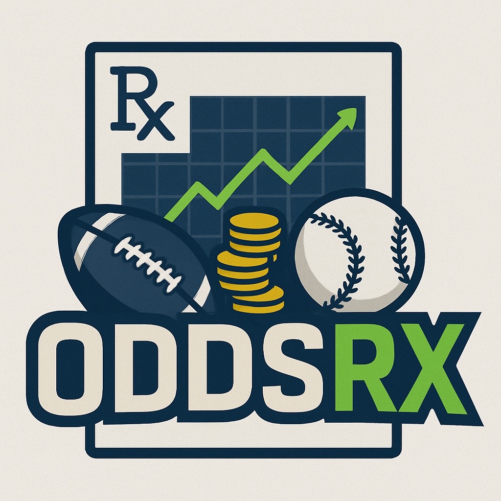 OddsRX logo: Rx monogram on dark navy